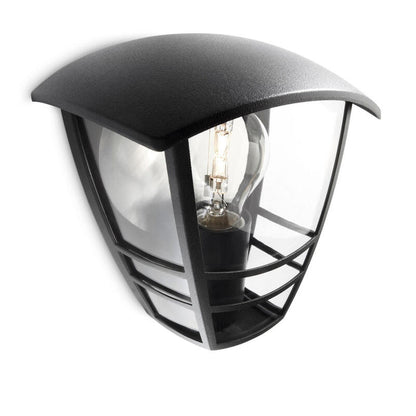 Aplique Exterior Pared Plano 1x60w Negro Mod. Creek Philips_2