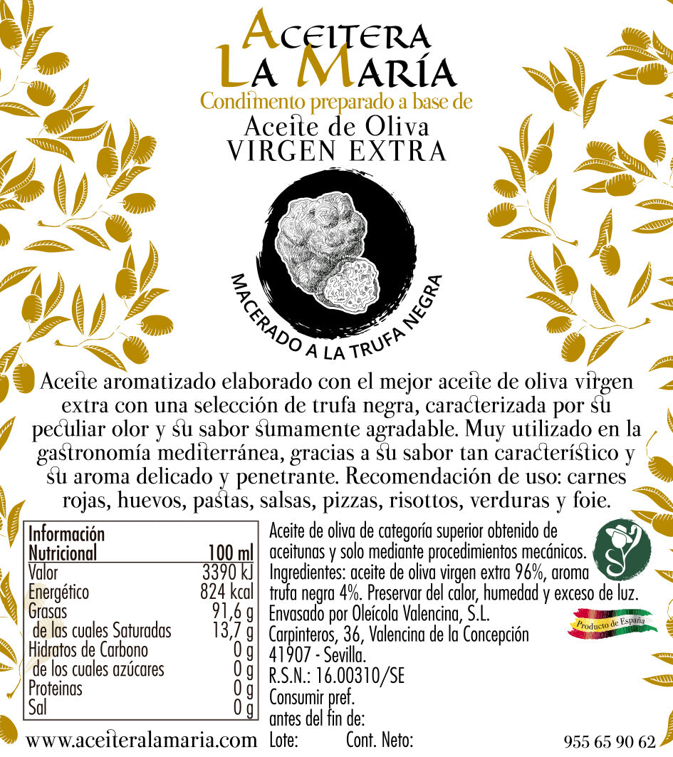 Aceite De Oliva Virgen Extra Macerado A La Trufa Negra 25 Cl Cristal_1
