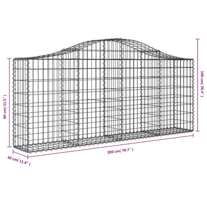 Cestas De Gaviones 11 Uds Forma De Arco Hierro 200x30x80/100 Cm_5