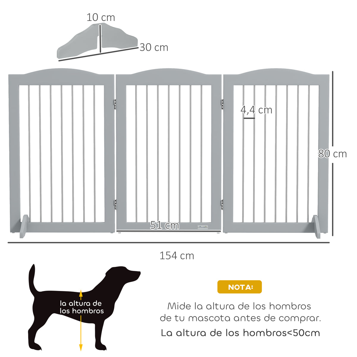 Pawhut Barrera De Seguridad Para Perros Plegable 154x30x80 Cm Con Soporte De Pie_2