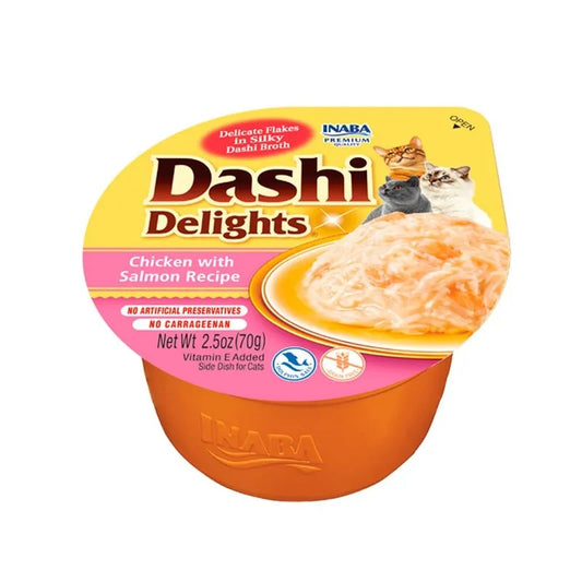 Caldo Dashi Delights de Pollo y Salmón para Gatos Churu 70 g