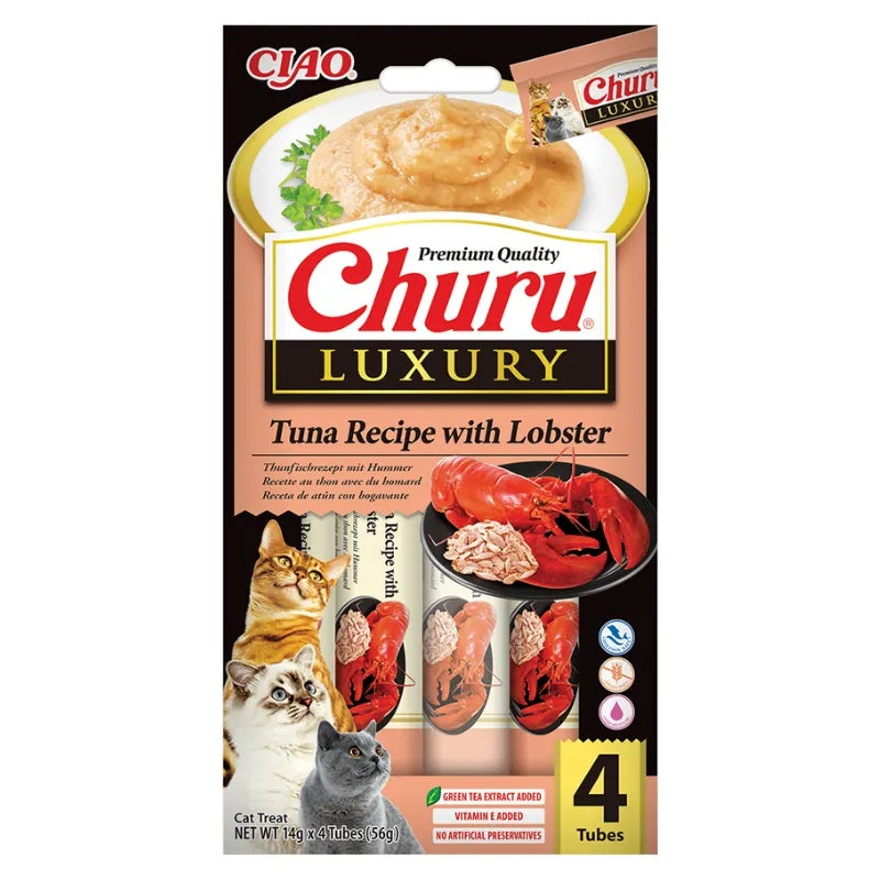 Snack Cremoso Luxury de Atún y Langosta para Gatos Churu 4 x 14 g
