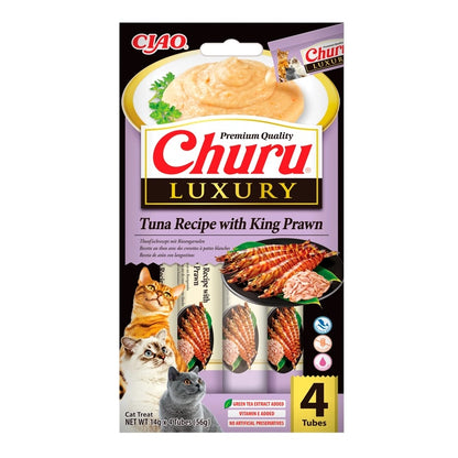 Snack Cremoso Luxury de Atún y Gambas Gigantes para Gatos Churu 4 x 14 g