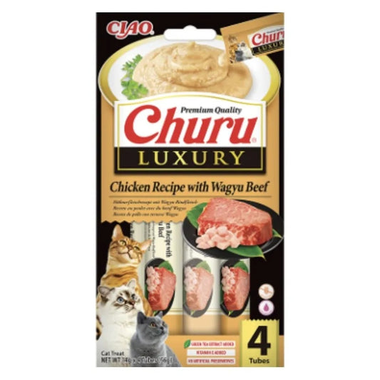 Snack Cremoso Luxury de Pollo y Wagyu para Gatos Churu 4 x 14 g