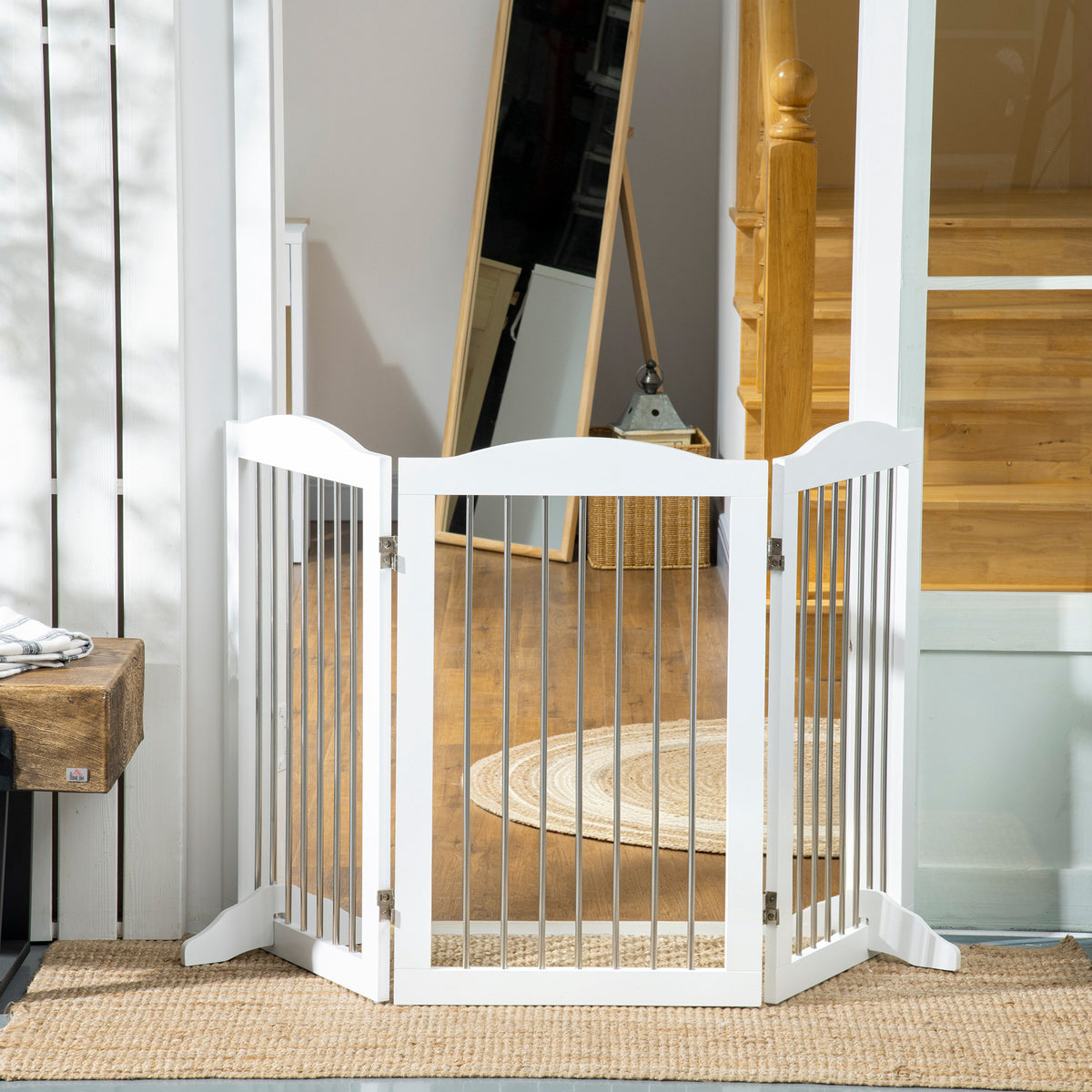 Pawhut Barrera De Seguridad Para Perros Plegable 154x30x80 Cm Con Soporte De Pie_1