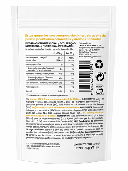 Gummies 100% Fruta Pack De 5 Plátano – Snack Saludable Vegano Sin Azúcares Añadidos_3
