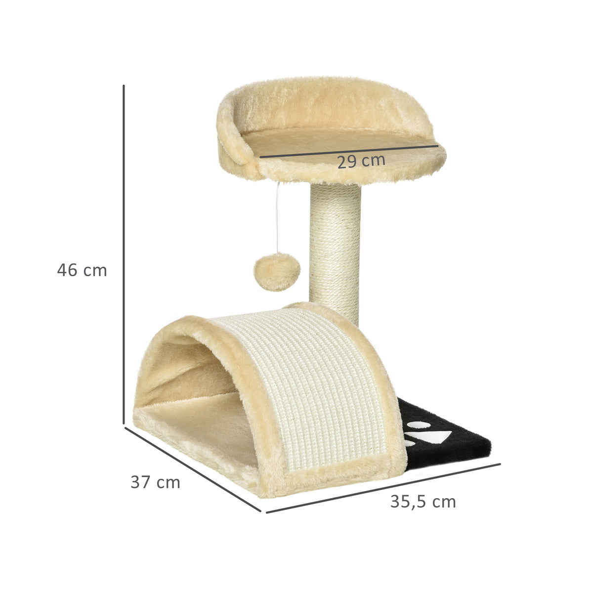 Pawhut Árbol Rascador Para Gatos 2 Niveles Con Poste Tablero Para Rascar Beige_2