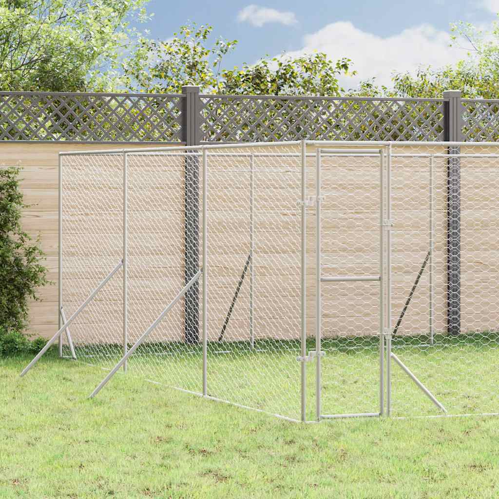 Perrera De Exterior Acero Galvanizado Plateado 6x6x2 M_1