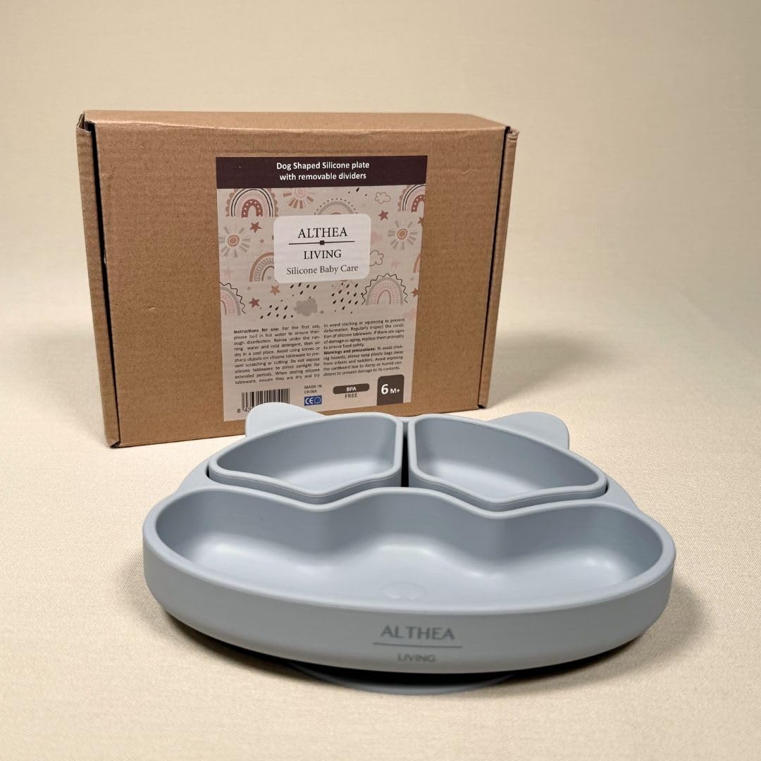 Plato Con Divisiones Extraíbles Y Forma De Perrito - Gris Perla._3