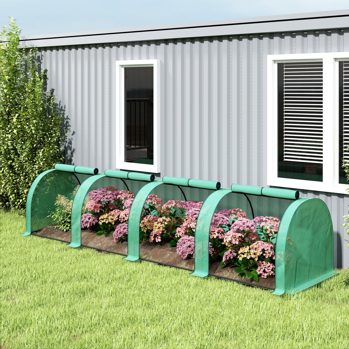Outsunny Invernadero Con 4 Ventanas Estructura De Acero Y Pe 400x100x80 Cm Verde_3