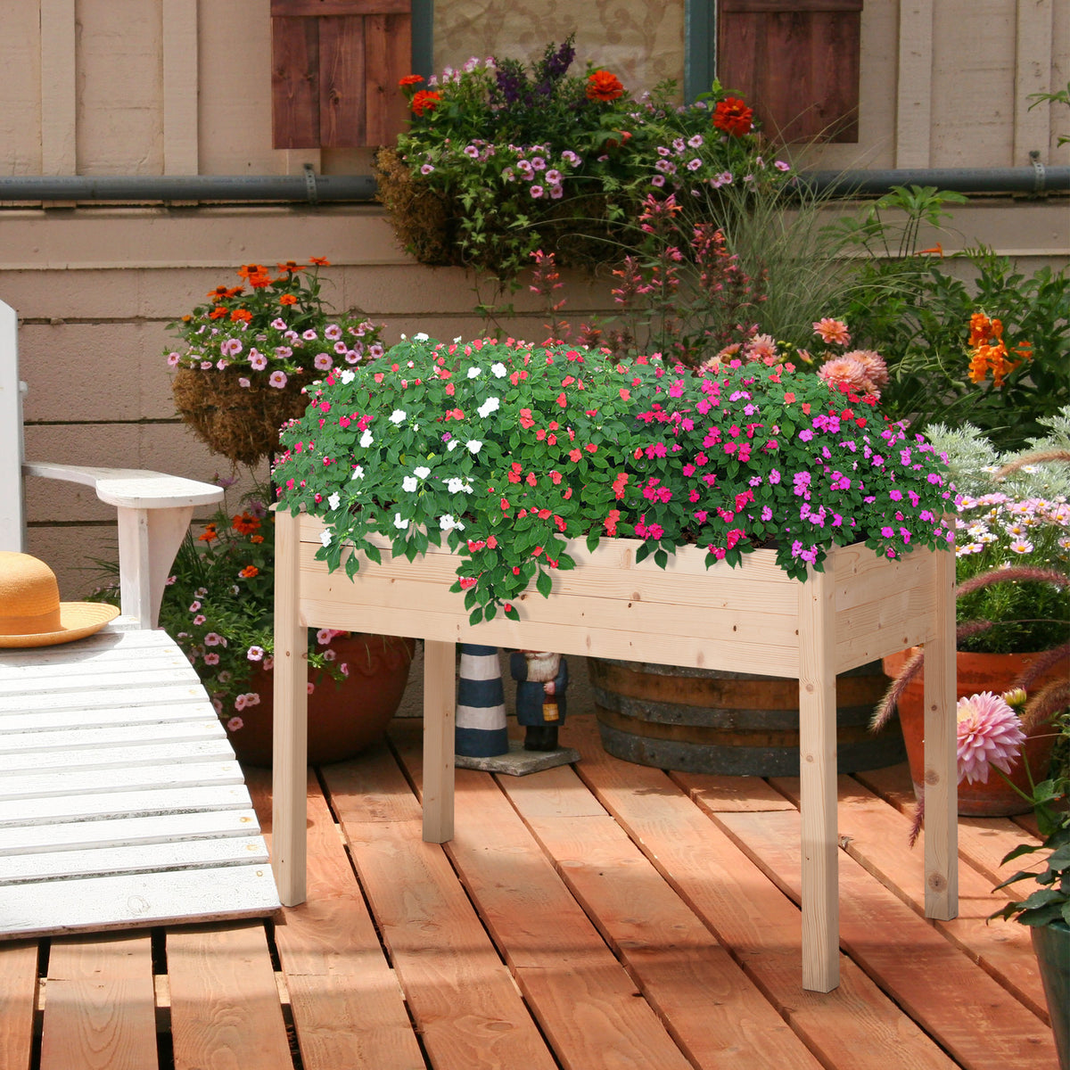 Huerto Urbano Elevado De Madera Outsunny 122,5x56,5x76 Cm Natural_1