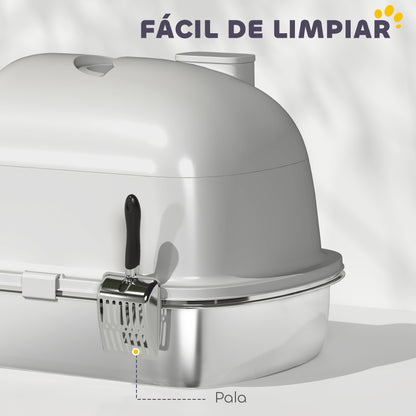 Pawhut Arenero Para Gatos De Acero Inoxidable Con Cubierto Bolsa Desodorizante_5