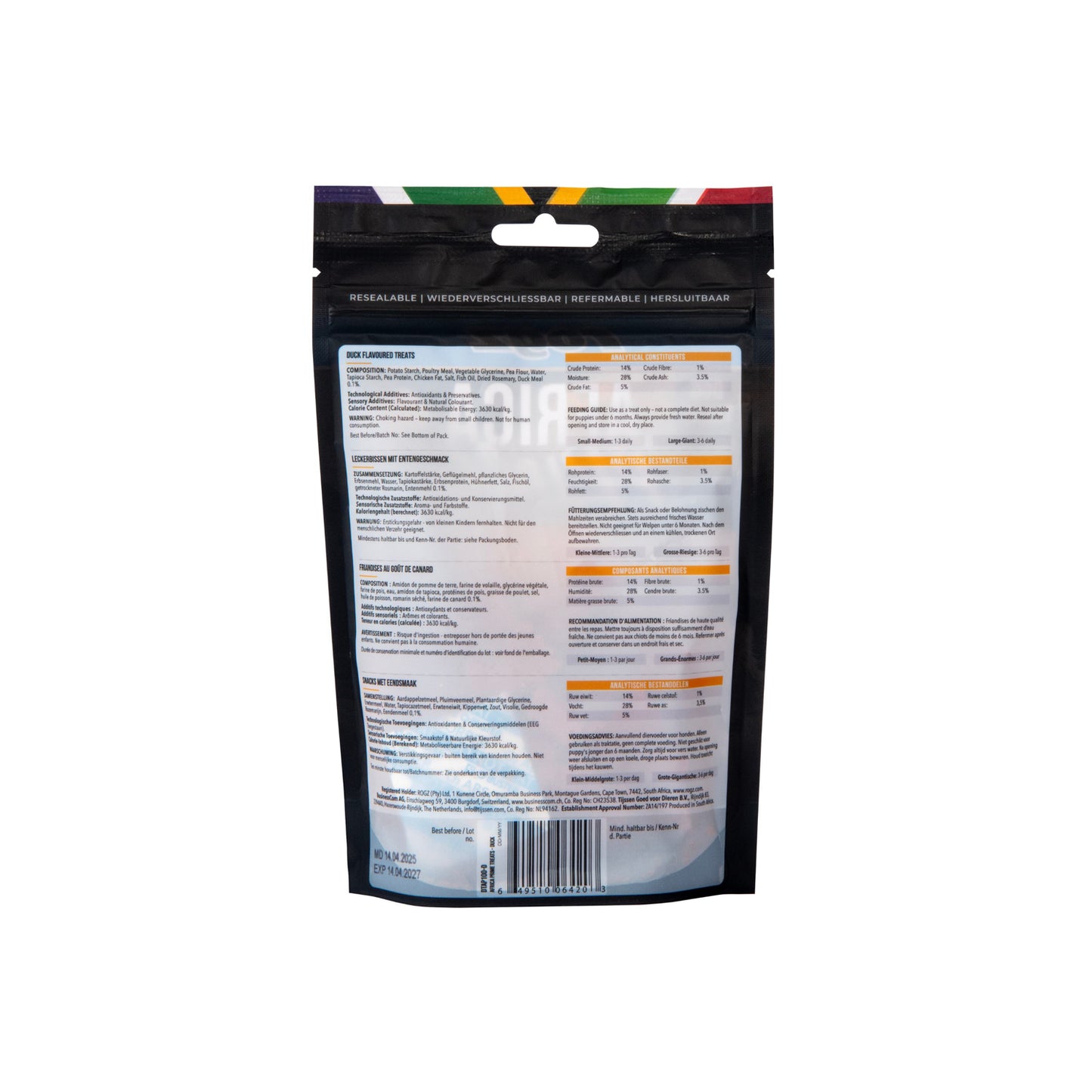 Rogz Snack Para Perros Sabor Pato 6x100g Premio Semihúmedo_4