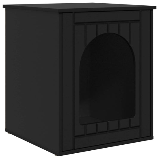 Casa Para Gatos Negro 53 X 52 X 62 Cm Madera De Ingeniería_0