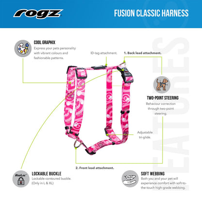 Arnés Para Perro, Modelo Fusion De Rogz, Estampado Graffiti Negro. Talla M (12-22kg)_1