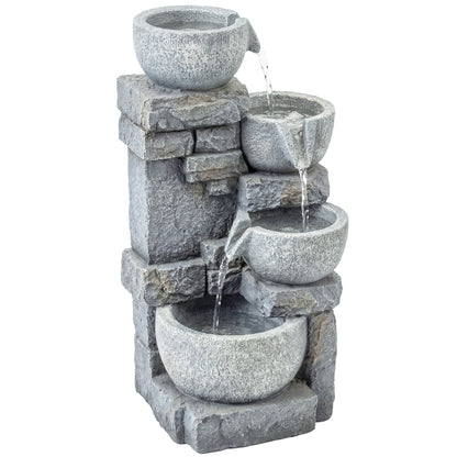 Fuente De Jardín Outsunny Resina Gris 28x25x54.5 Cm_0