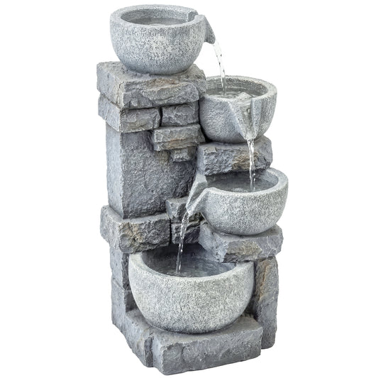Fuente De Jardín Outsunny Resina Gris 28x25x54.5 Cm_0