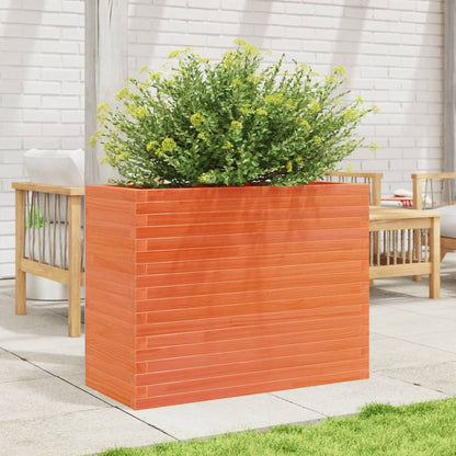 Jardinera Madera Maciza De Pino Marrón Cera 90x40x68,5 Cm_2