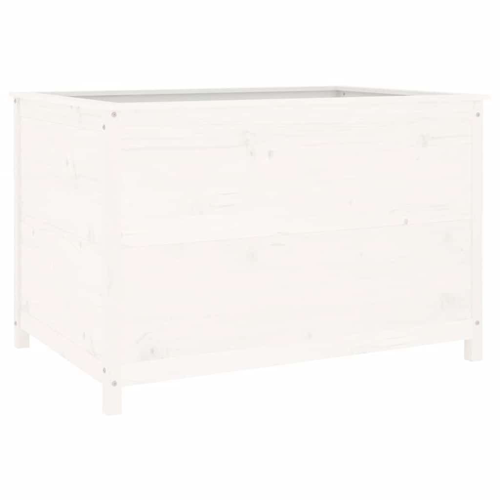 Arriate Elevado De Jardín Madera De Pino Blanco 119,5x82,5x78cm_0