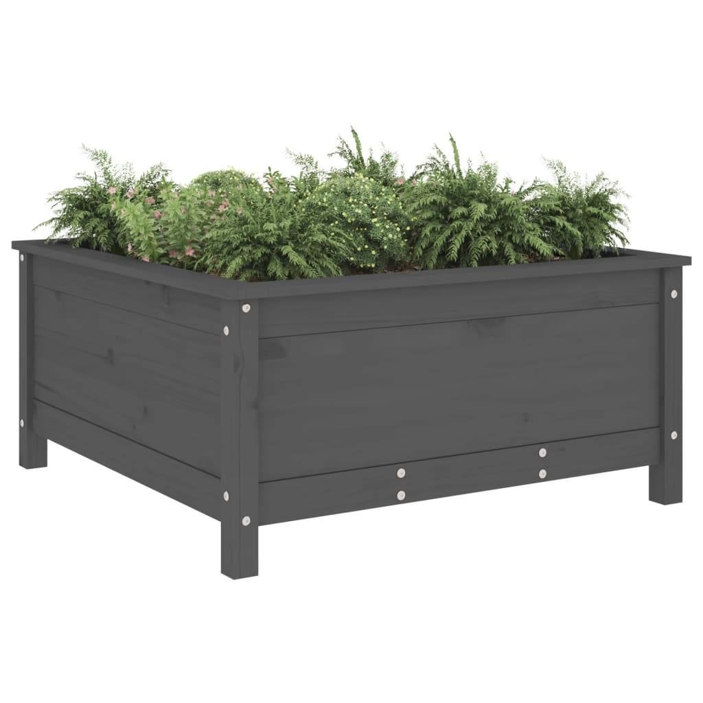 Jardinera Madera Maciza De Pino Gris 82,5x82,5x39 Cm_2