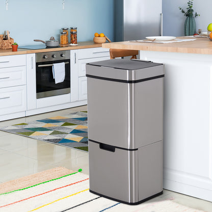 Balde De Cozinha Homcom Prata Aço Inoxidável E Abs 42x30x81cm_1