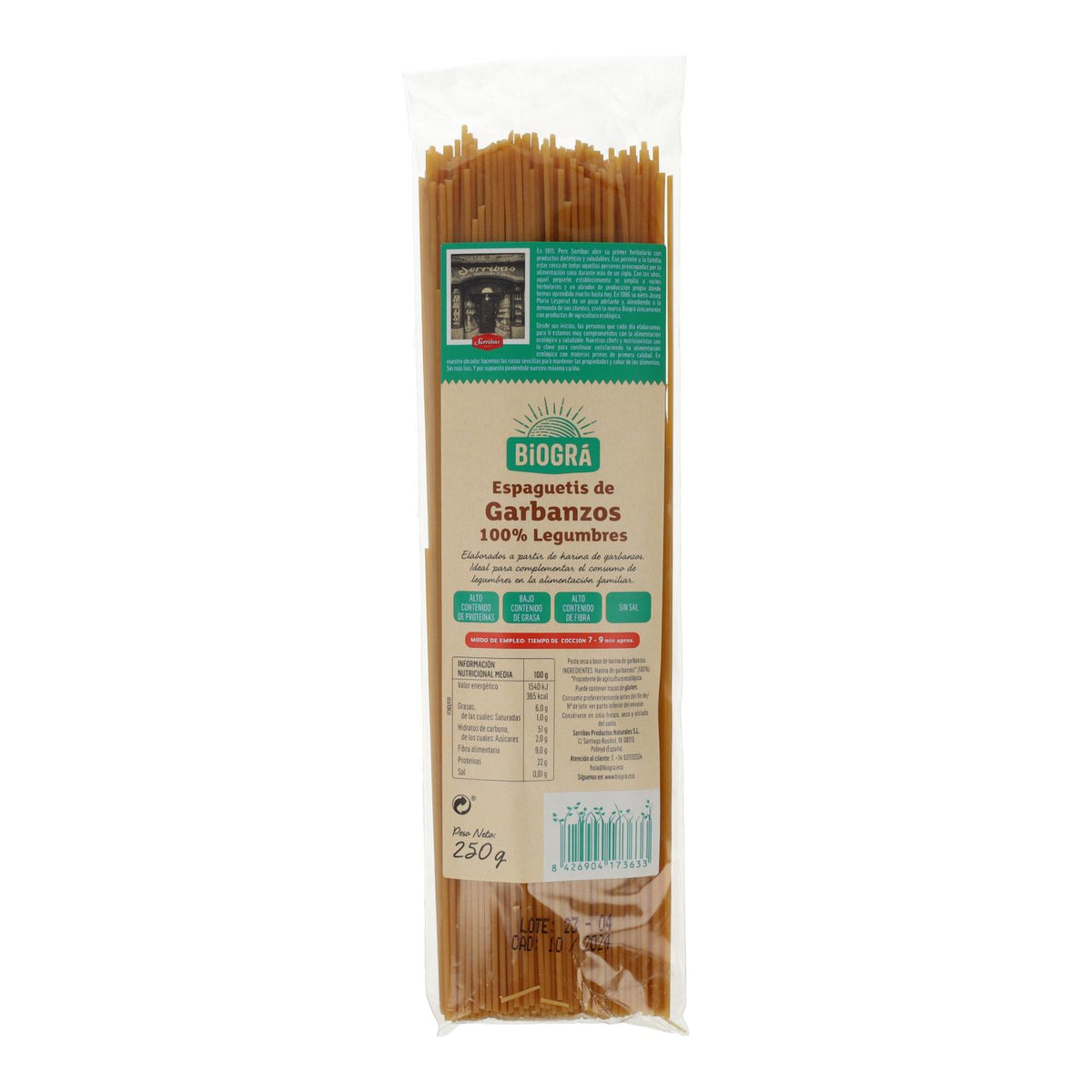 Espagueti de Garbanzos Biográ BIO 250 g