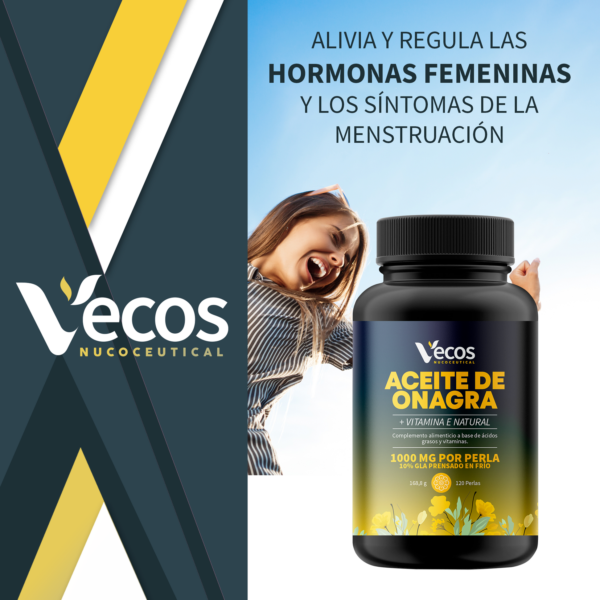 Aceite De Onagra 1000 Mg Vecos | Equilibrio Hormonal Femenino | Rico En Gla_1
