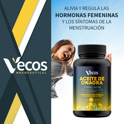 Aceite De Onagra 1000 Mg Vecos | Equilibrio Hormonal Femenino | Rico En Gla_1