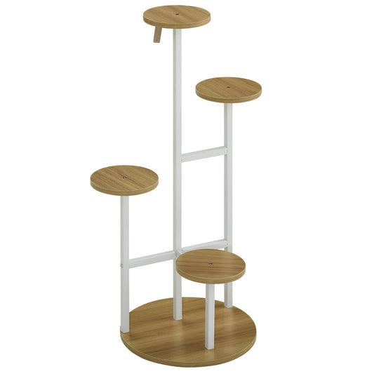 Soporte Para Plantas De 4 Niveles Outsunny 40x40x95,5 Cm Natural_0