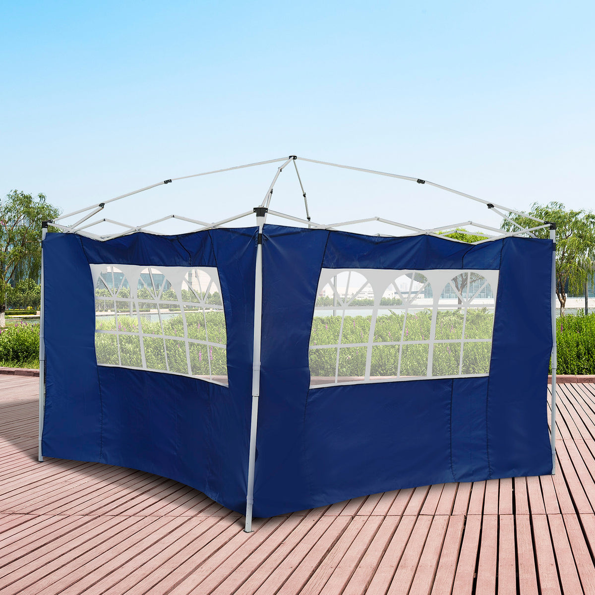 2 Paredes Parte Laterales Outsunny Azul 300x200 Cm_1