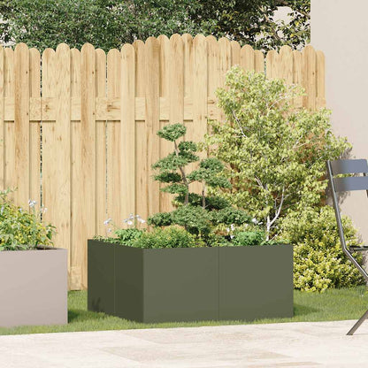 Jardinera De Acero Laminado En Frío Verde Oliva 80x80x40 Cm_2