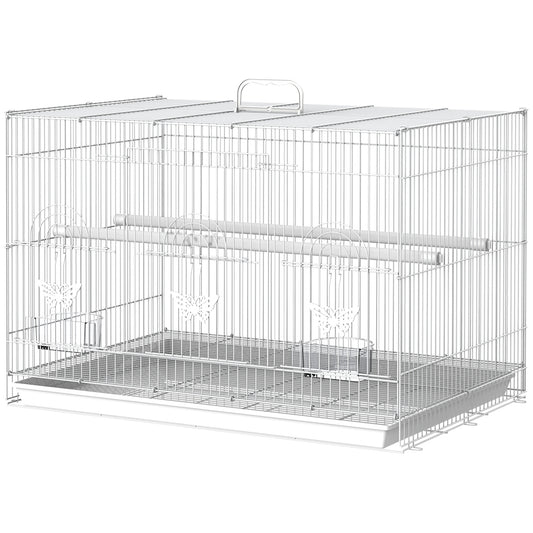 Jaula Para Pájaros Con Comederos 2 Perchas Pawhut 60x41x41 Cm Blanco_0