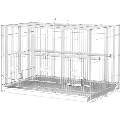 Pawhut Jaula Para Pájaros De Metal 60x41x41 Cm Con Comederos Y 2 Perchas Blanco_0