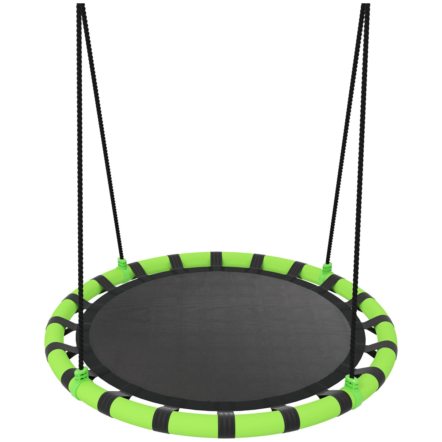 Aiyaplay Columpio Para Niños Redondo Ajustable Ø100x180 Cm Negro Y Verde_0