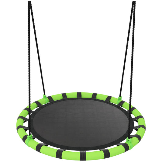 Aiyaplay Columpio Para Niños Redondo Ajustable Ø100x180 Cm Negro Y Verde_0