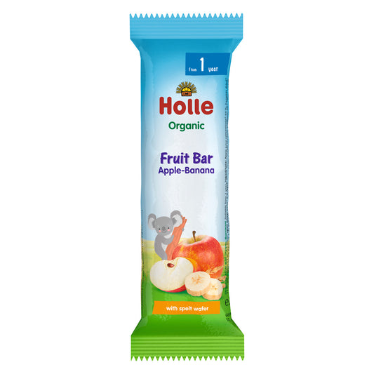Barrita de frutas ecológicas manzana-plátano bio para Bebés a partir 12 meses Holle 25g
