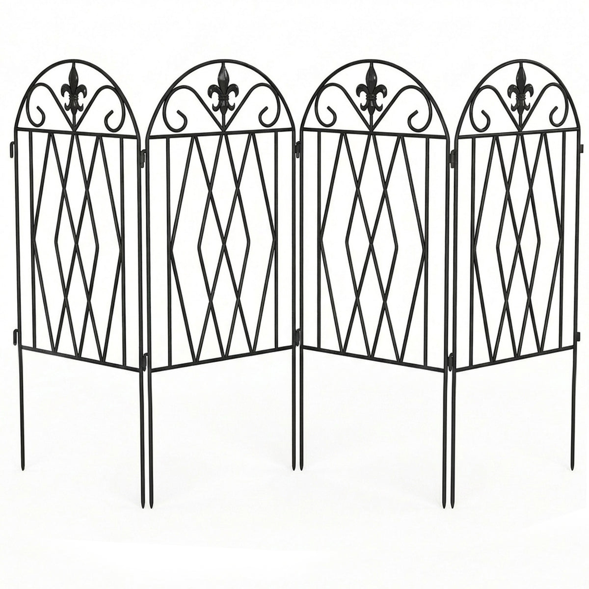 Outsunny Set De 4 Vallas De Jardín Decorativas De Metal 125x56 Cm Negro_0