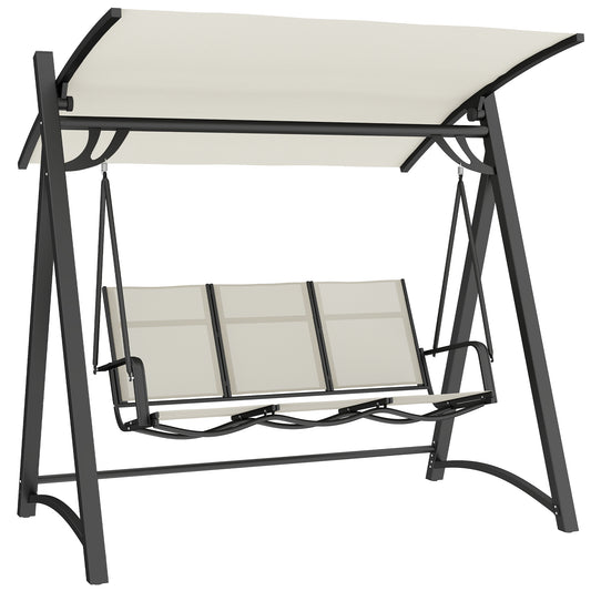Columpio De Jardín Outsunny Metal, Textilene Crema 188x130x183 Cm_0
