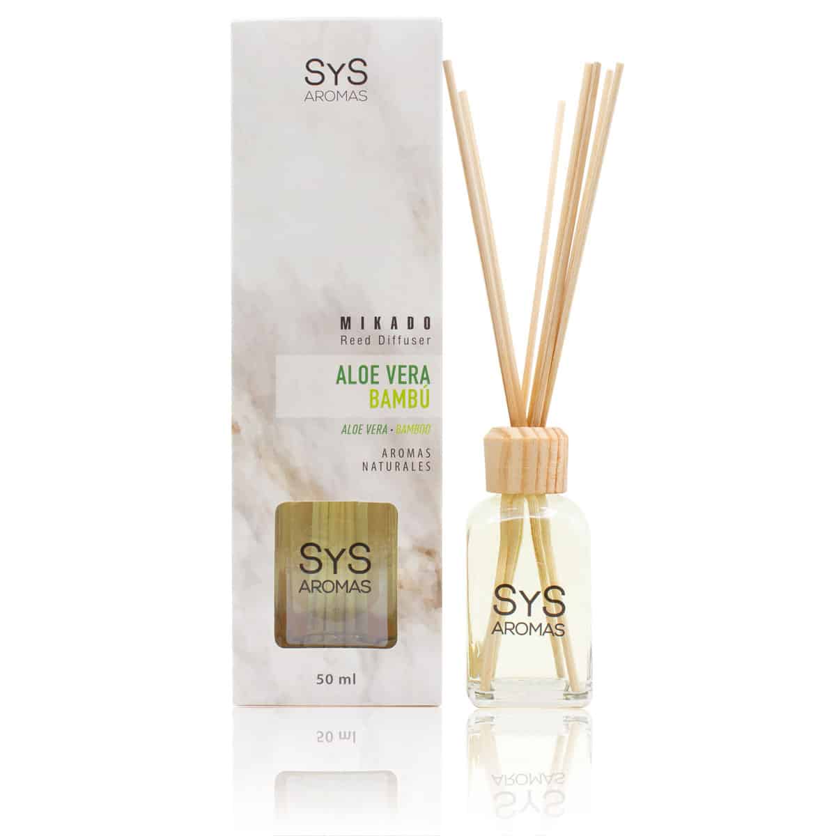 Ambientador Mikado Aloe Vera-Bambú Mármol SYS Aromas 50 ml | Aroma Fresco y Herbal | Relajante_0
