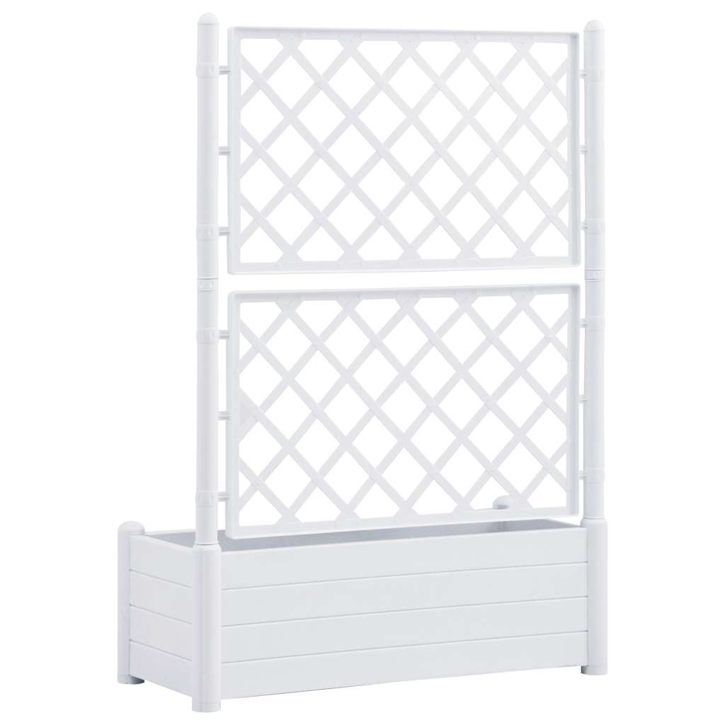 Jardinera Con Enrejado Pp Blanca 100x43x142 Cm_5