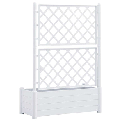 Jardinera Con Enrejado Pp Blanca 100x43x142 Cm_5