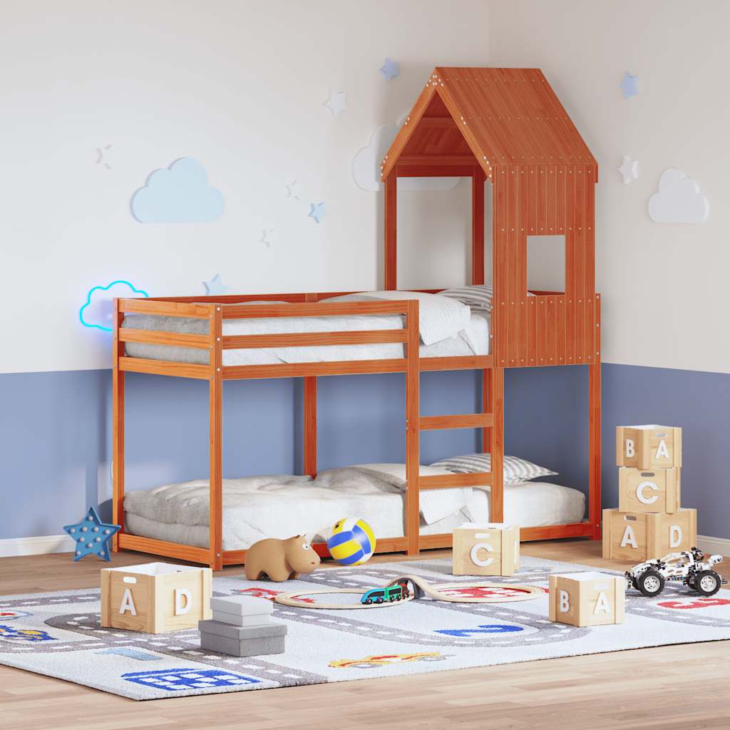 Techo De Cama Infantil Madera Maciza Pino Marrón 60x89x134,5 Cm_1
