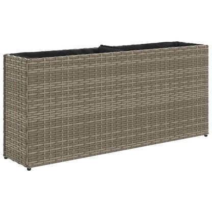 Jardineras Con 2 Maceteros 2 Uds Ratán Pe Gris 90x20x40 Cm_4