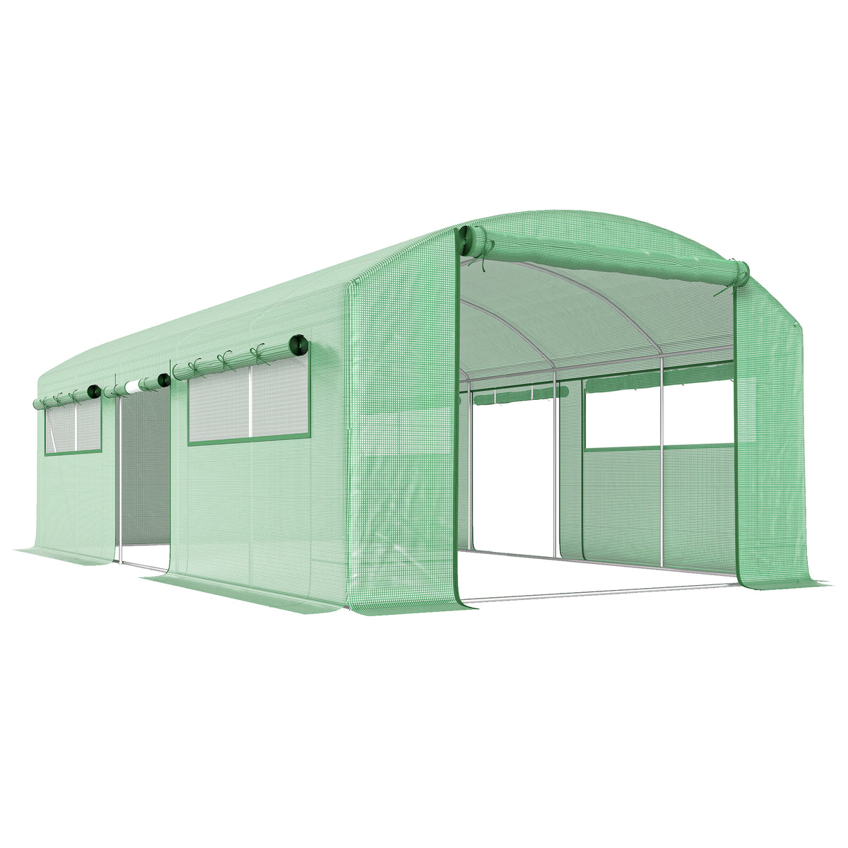 Invernadero De Túnel Outsunny Pe, Acero Galvanizado Verde 594x300x200 Cm_1