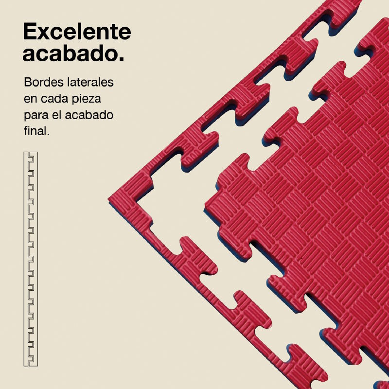 Jowy Tatami Puzzle 2,5cm 100x100cm, Pack 4 Unidades – Superficie 5 Líneas Rojo/azul_2