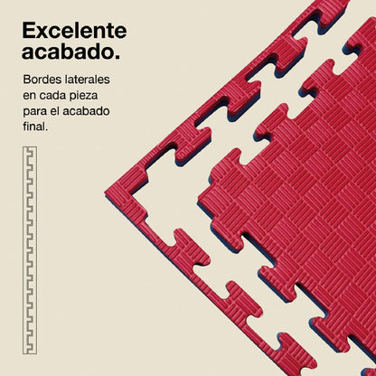 Jowy Tatami Puzzle 2,5cm 100x100cm, Pack 4 Unidades – Superficie 5 Líneas Rojo/azul_2