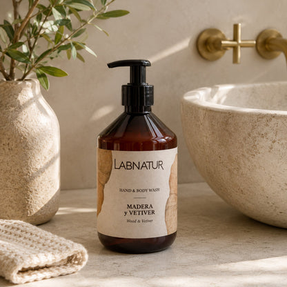 Jabón Manos y Cuerpo Madera y Vetiver Labnatur 500 ml | Aroma Amaderado y Herbal | Limpieza Suave | Vegano_1