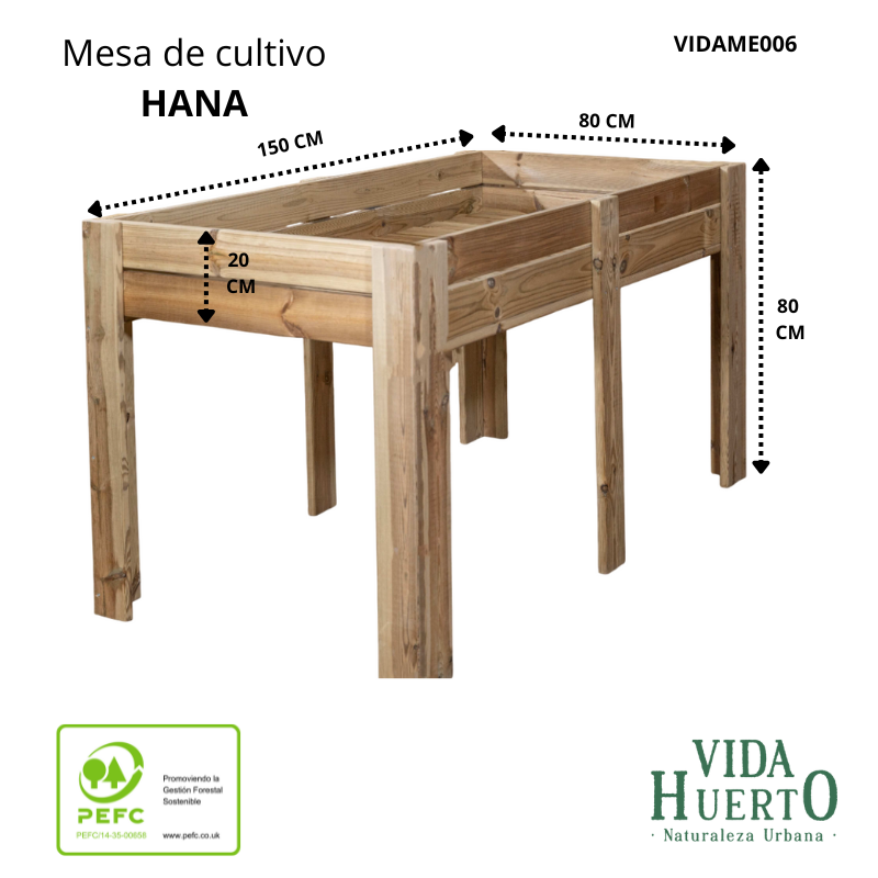 Mesa De Cultivo Hana Profunda 20cm Vidahuerto 150x80x80 Cm._2