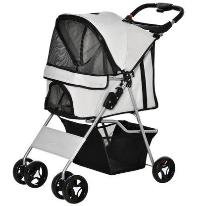 Pawhut Cochecito Mascotas Plegable Toldo Ajustable Tela Oxford 77x45x99,5cm Gris_0