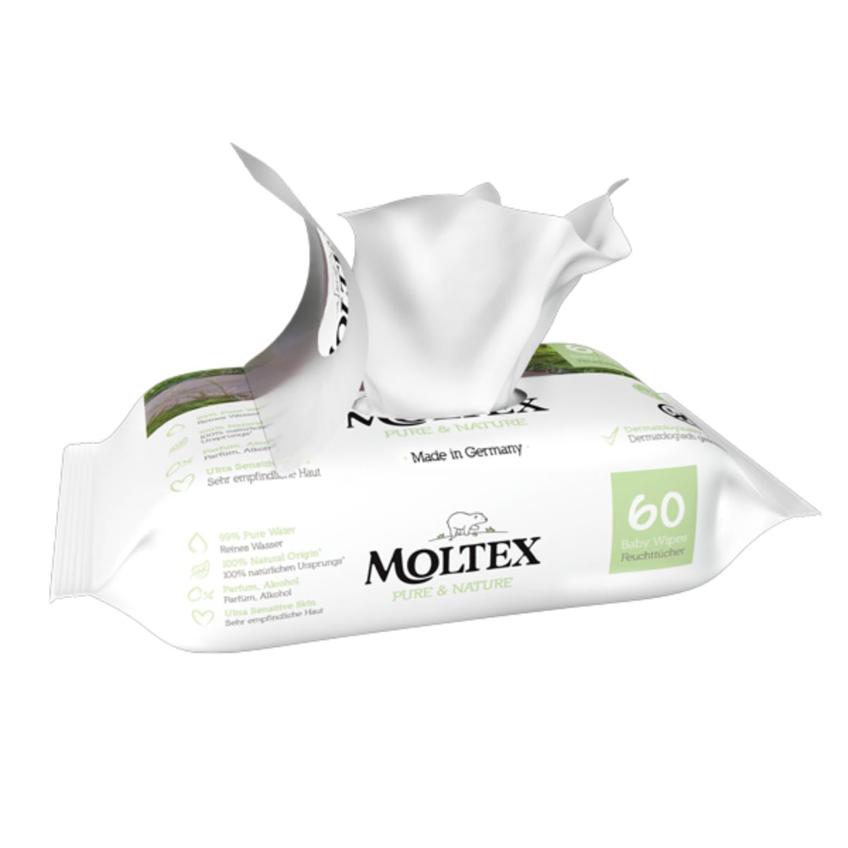 Pack 12 x Toallitas de bebé Moltex Pure & Nature 60 Uds
